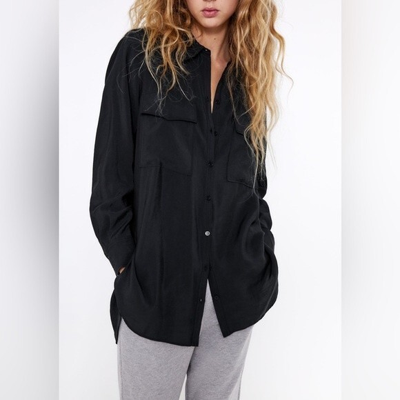 ZARA LONG SHIRT WITH POCKETS - Picture 2 of 5
